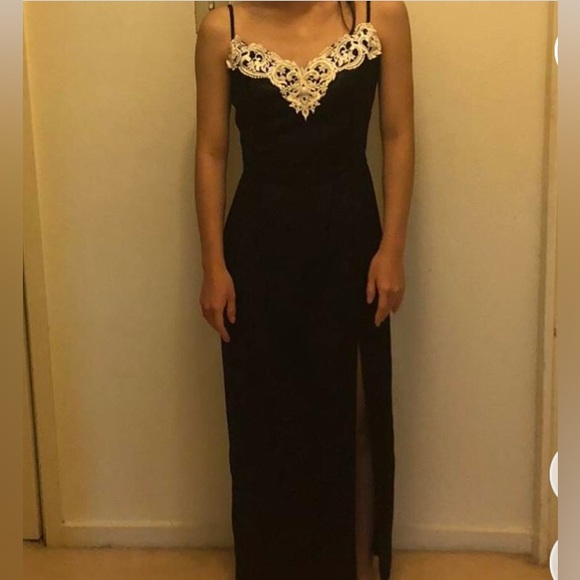 Vintage 90s Velvet Slit Dress - Picture 2 of 3